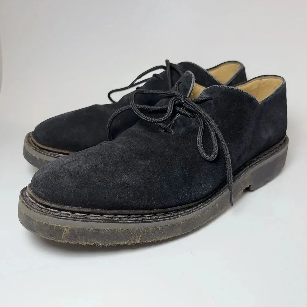Heschung Suede Black Low Top Oxford Lace Up Shoes
